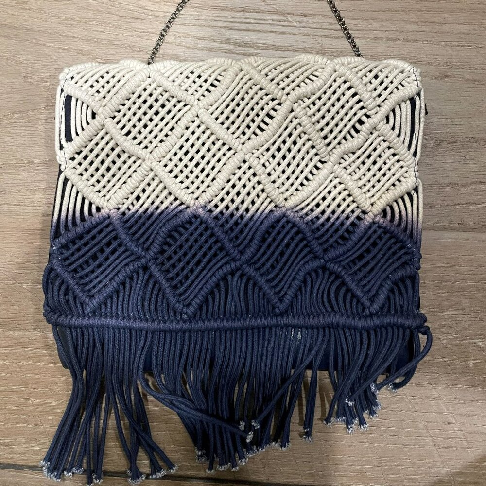 Blue & White Crochet Purse by Venus